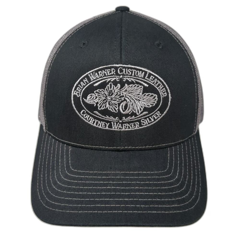 Richardson Trucker Hat Black Gray One Size Brian Warner Custom Leather Silver